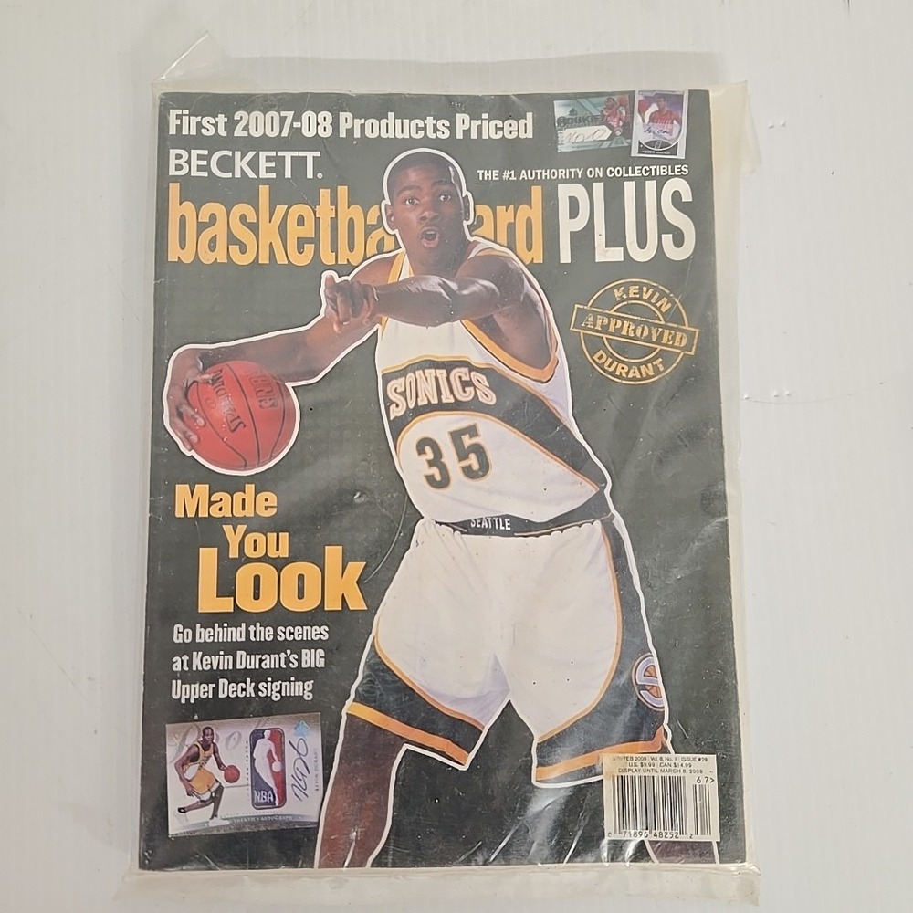 Kevin Durant Beckett Basketball Card Plus Magazine Jan/Feb 2008 Rookie Sonics